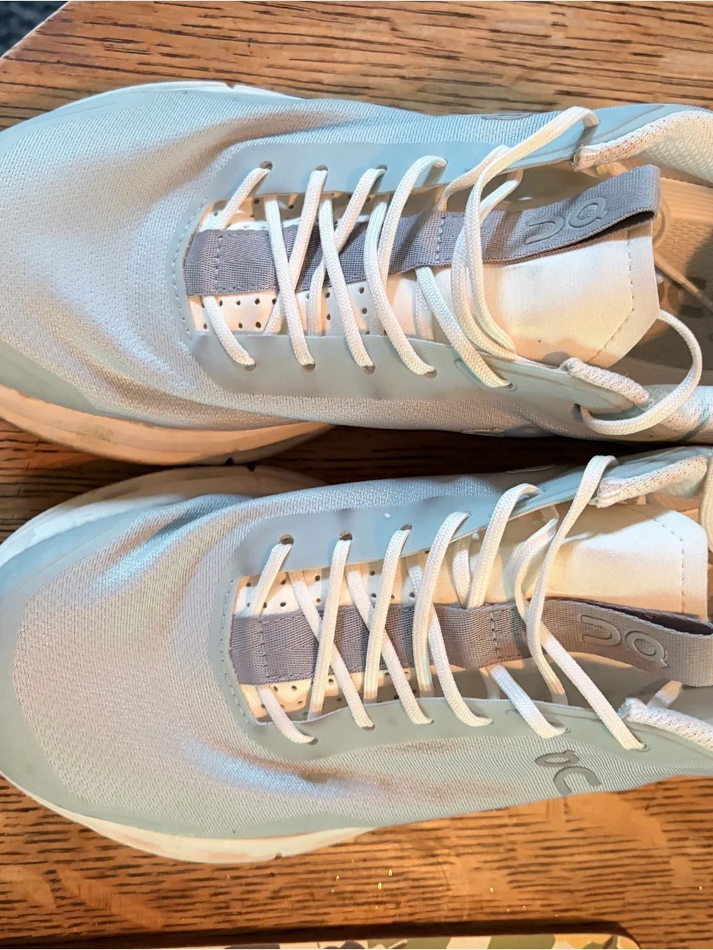 On Running White and Light Blue Running Shoes - Picture 2 of 5